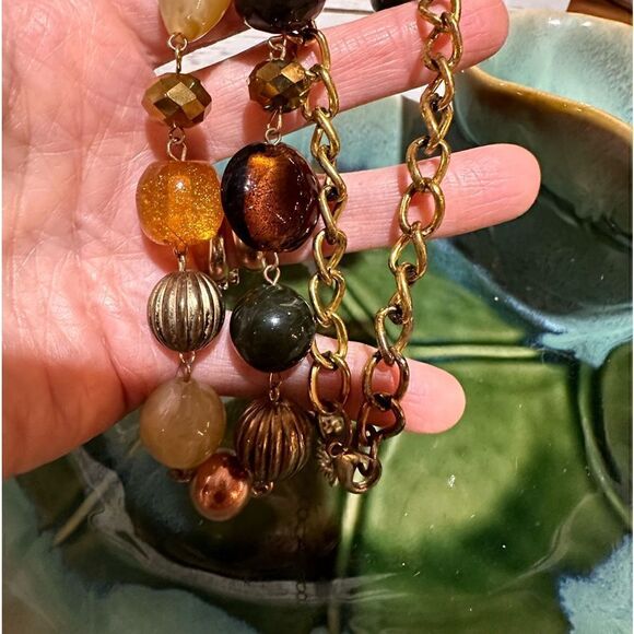 Erica Lyons Browns Animal Print Colors Necklace 20” *Free Matching Earrings* - Picture 3 of 5